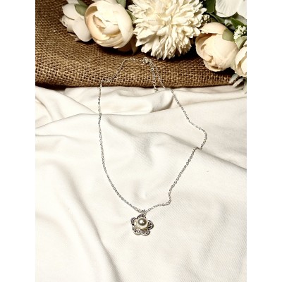 CADENA DIJE FLORCITA PERLAS 50 CM 