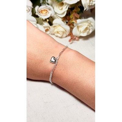 PULSERA CORAZON CADENA DOBLE Y SIMPLE