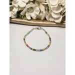 PULSERA CON PIEDRAS COLORES COMBINADA CON BOLITAS ACERO