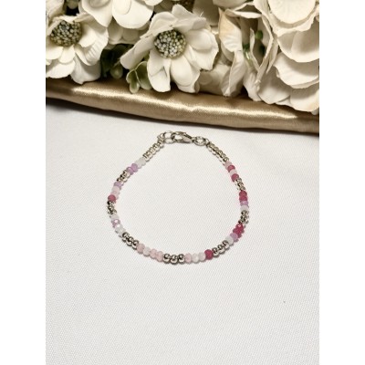 PULSERA CON PIEDRAS COLORES COMBINADA CON BOLITAS ACERO