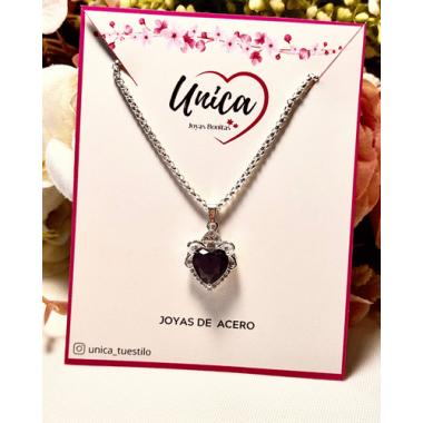 CADENA CORAZON AURORA CON PIEDRA INCRUSTADA