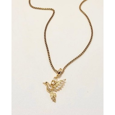 CADENA COLIBRÍ STRASS CON PIEDRA ENGARZADA