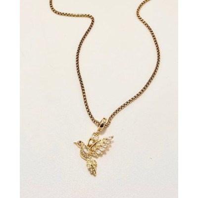 CADENA COLIBRÍ STRASS CON PIEDRA ENGARZADA