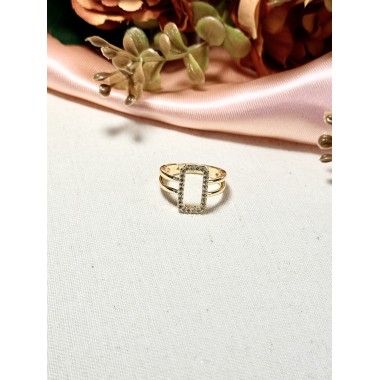 ANILLO DOBLE CON  RECTANGULO BORDE STRASS