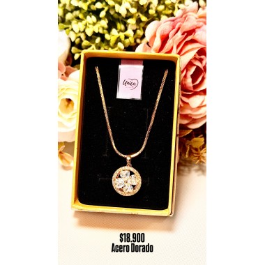 CADENA TREBOL CON PIEDRAS INCRUSTADAS