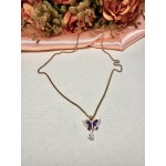 CADENA MARIPOSA CON ALAS Y DIJE ENGARZADA