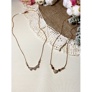 CADENA LOVE CORAZONES BRILLOSOS ENTRELAZADOS