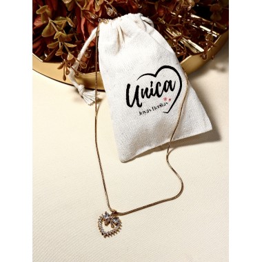 JOYA DE DISEÑO CORAZÓN CALADO C/ MOÑO Y STRASS