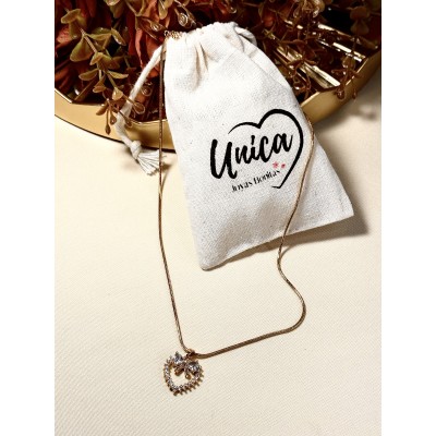 JOYA DE DISEÑO CORAZÓN CALADO C/ MOÑO Y STRASS