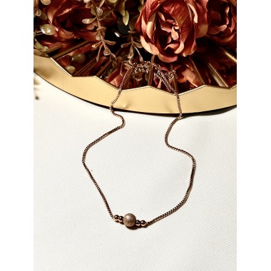 CADENA ACERO ROSE TRES BOLITAS