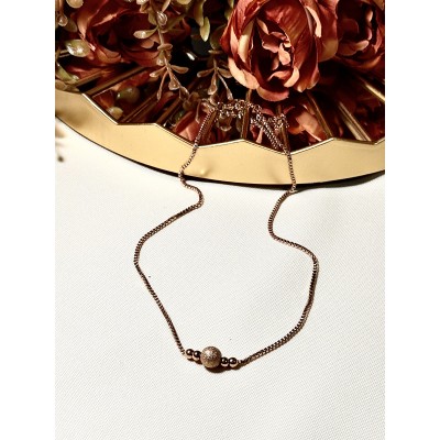 CADENA ACERO ROSE TRES BOLITAS
