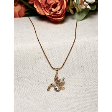 CADENA COLIBRÍ STRASS CON PIEDRA ENGARZADA