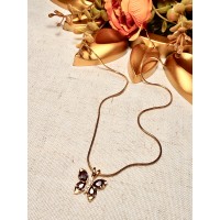 CADENA MARIPOSA PIEDRA ENGARZADA VIOLETA