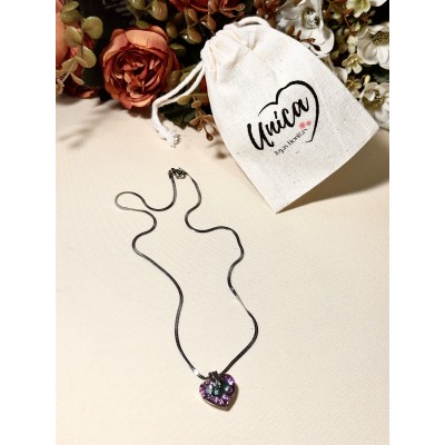 CADENA CORAZON SWAROVSKY LILA
