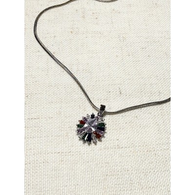 CADENA FLOR CON PIEDRAS COLORES AQ