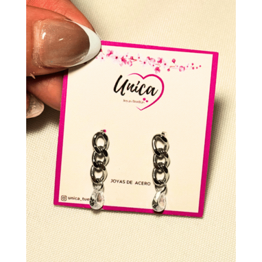ARO COLGANTE CADENA Y GOTA DE STRASS