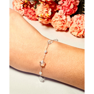 PULSERA FLORES Y PERLAS