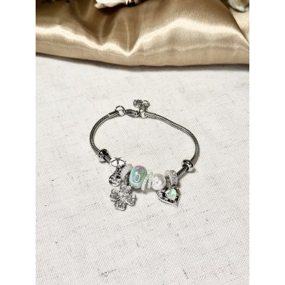 PULSERA CHARMS AGUAMARINA