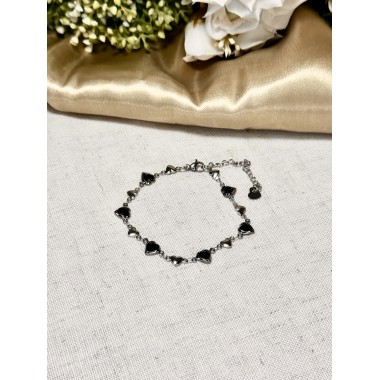 PULSERA ACERO CORAZON NEGRO