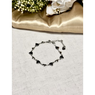PULSERA ACERO CORAZON NEGRO