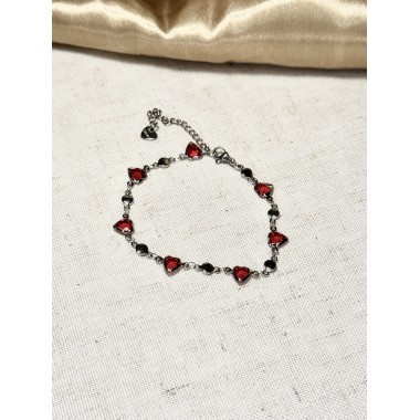 PULSERA ACERO CORAZON ROJO