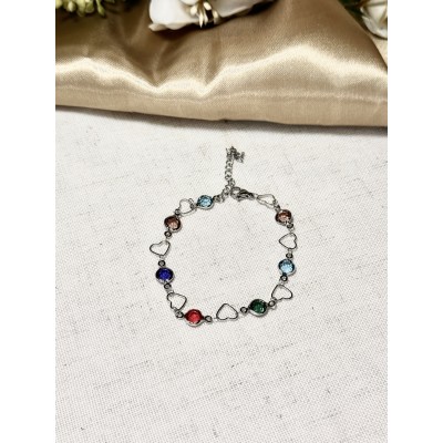 PULSERA CORAZON Y PIEDRAS COLORES