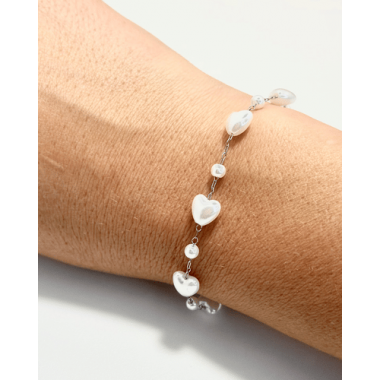 PULSERA CORAZON PERLAS -COMBINADA