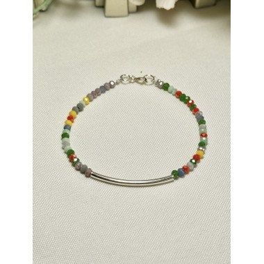 PUSERA CRISTAL  COLORES CON BARRITA DE PLATA