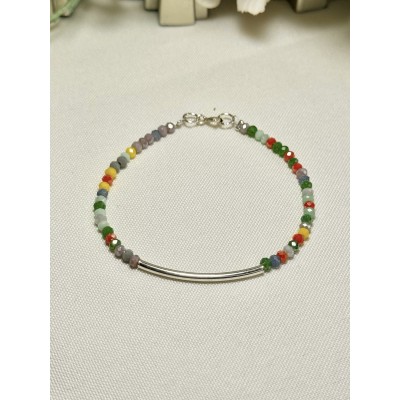 PUSERA CRISTAL  COLORES CON BARRITA DE PLATA