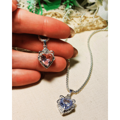 CADENA CORAZON AURORA CON PIEDRA INCRUSTADA